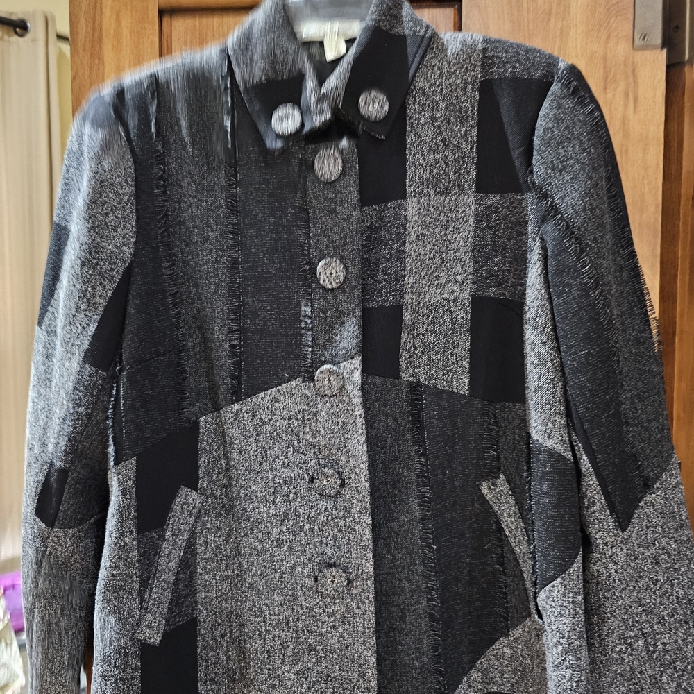 Coldwater Creek Black and Gray Patchwork Blazer